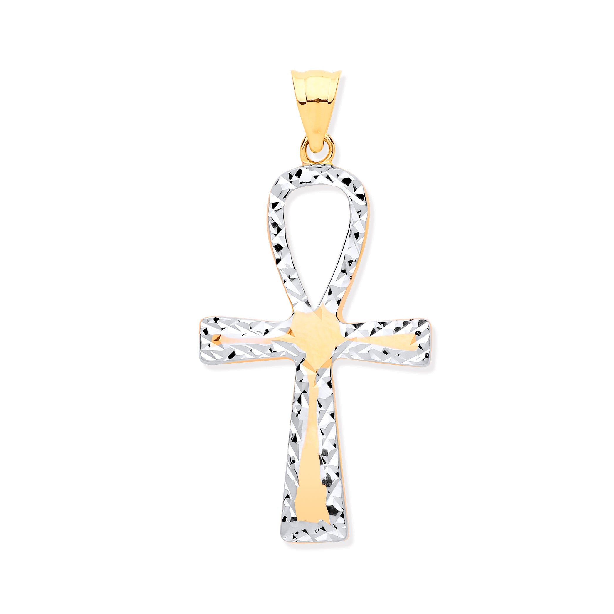 9ct Yellow Gold Loop Top Fancy Anchor Cross Pendant