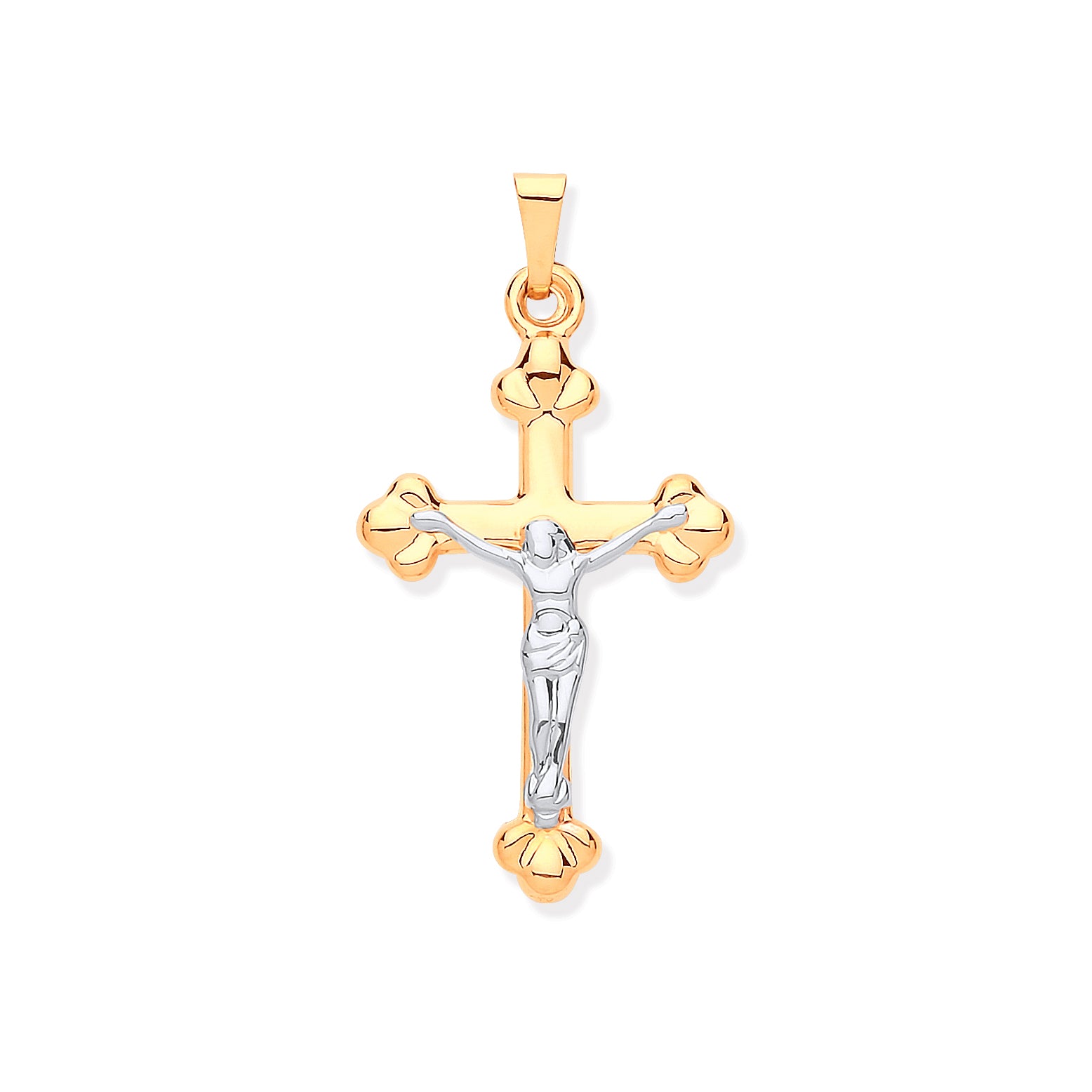 9ct Yellow & White Gold Crucifix Pendant