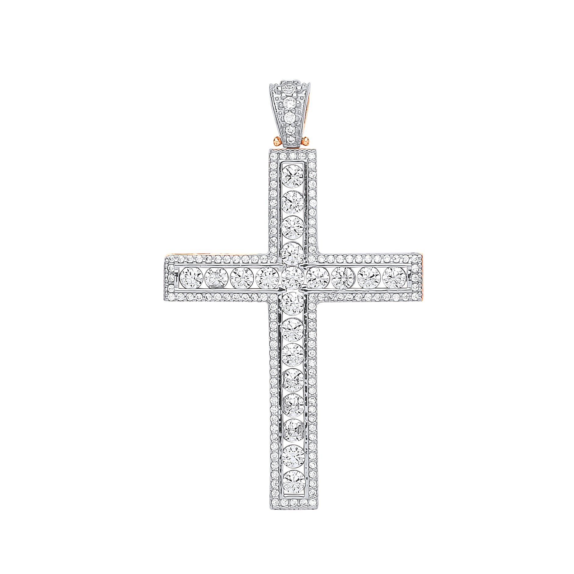 9ct Yellow & White Gold Round Cubic Zirconia Cross