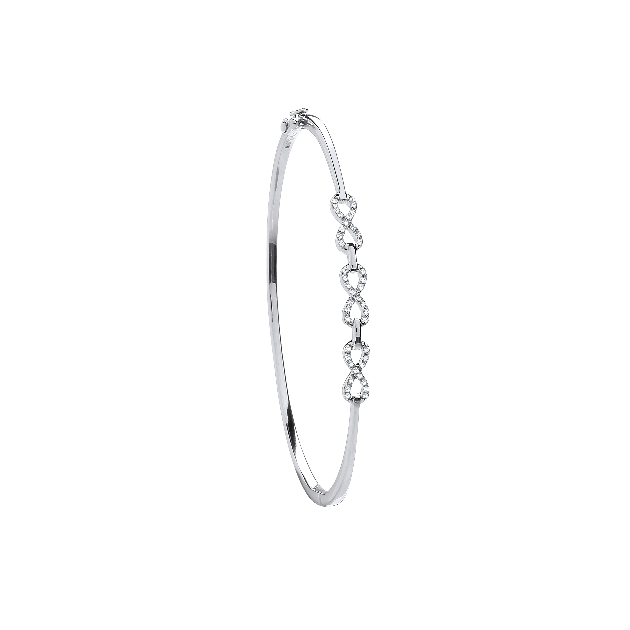 9ct White Gold 0.15ctw Small Infinity Diamond Bangle