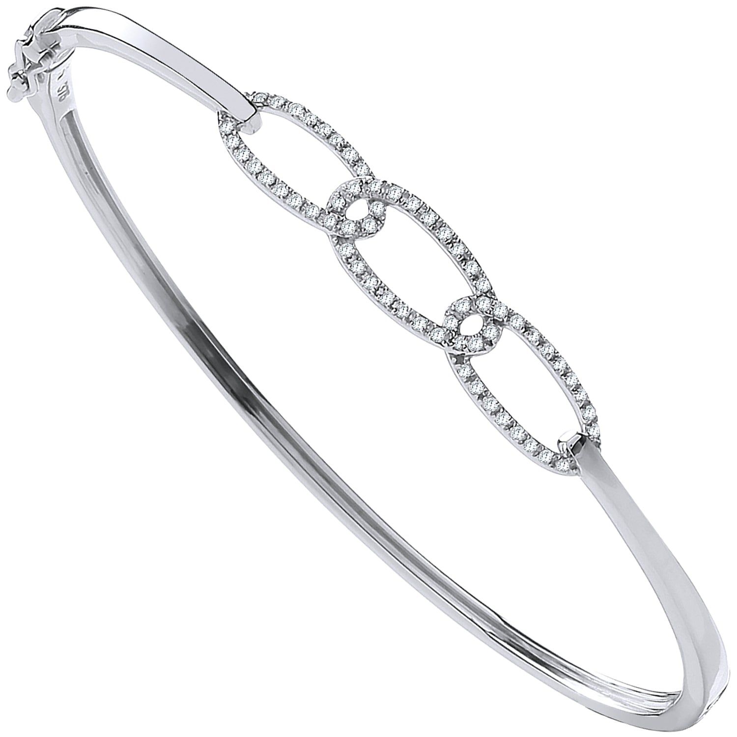 9ct White Gold 0.20ctw Chain Link Diamond Bangle