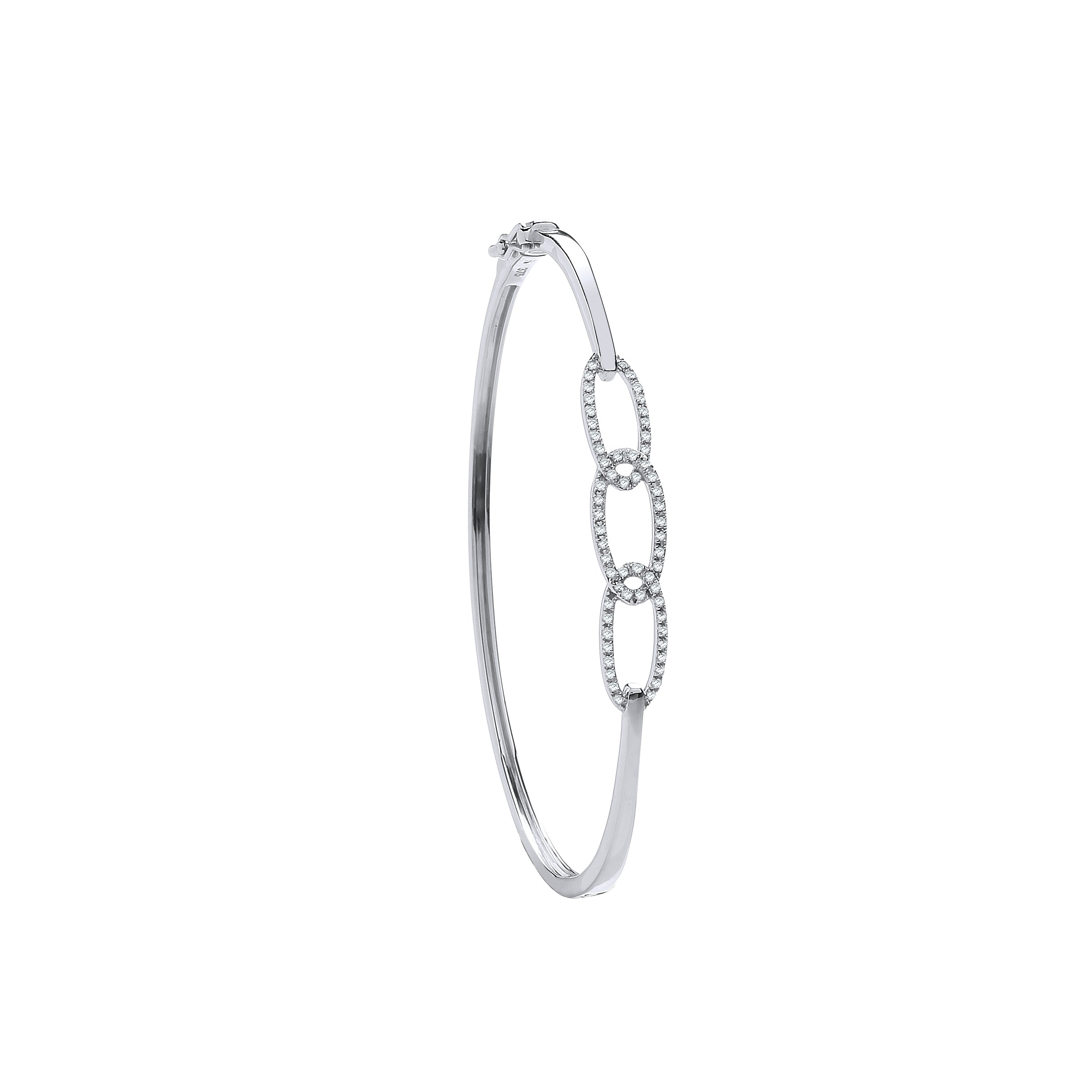 9ct White Gold 0.20ctw Chain Link Diamond Bangle