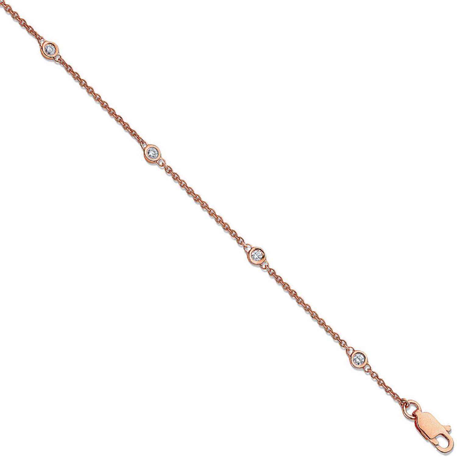 18ct Rose Gold 0.20ct Diamond by the yard Rubover Bracelet