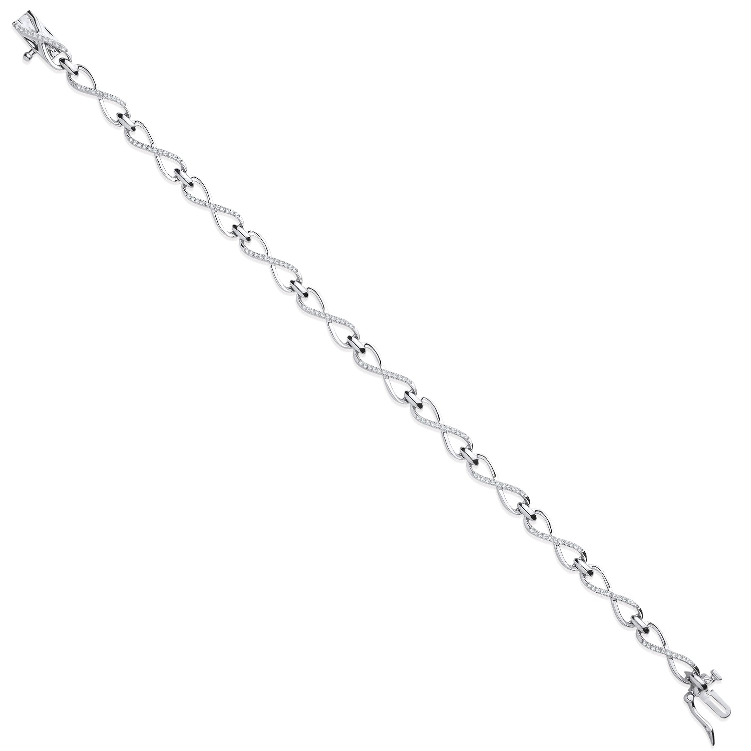 9ct White Gold 0.25ct Diamond Infinity Link Bracelet