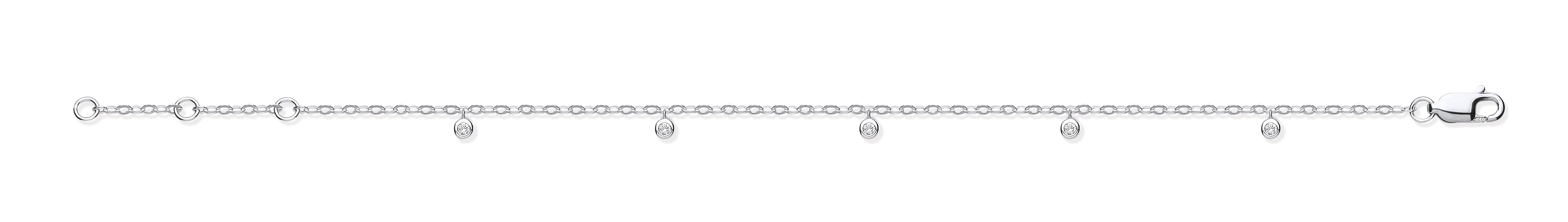 9ct White Gold Rub-Over 0.10ctw Diamond Bracelet