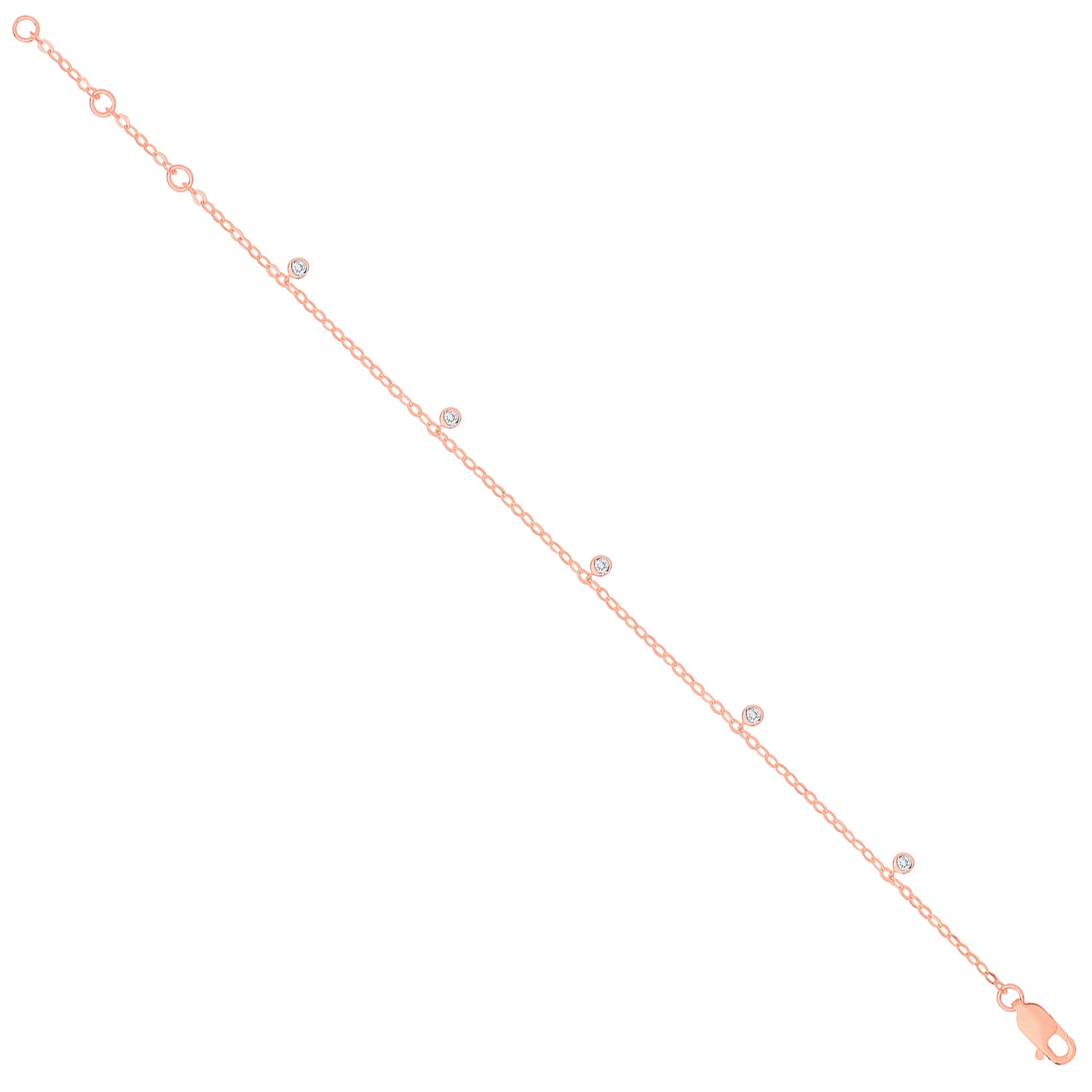 9ct Rose Gold Rub-Over 0.10ctw Diamond Bracelet