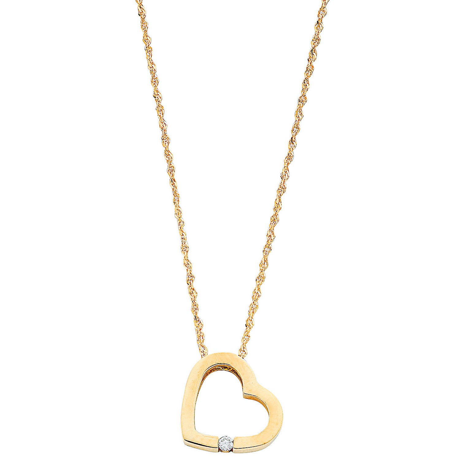 9ct Yellow Gold 0.04ct Diamond Heart Pendant with 18in/45cm Chain