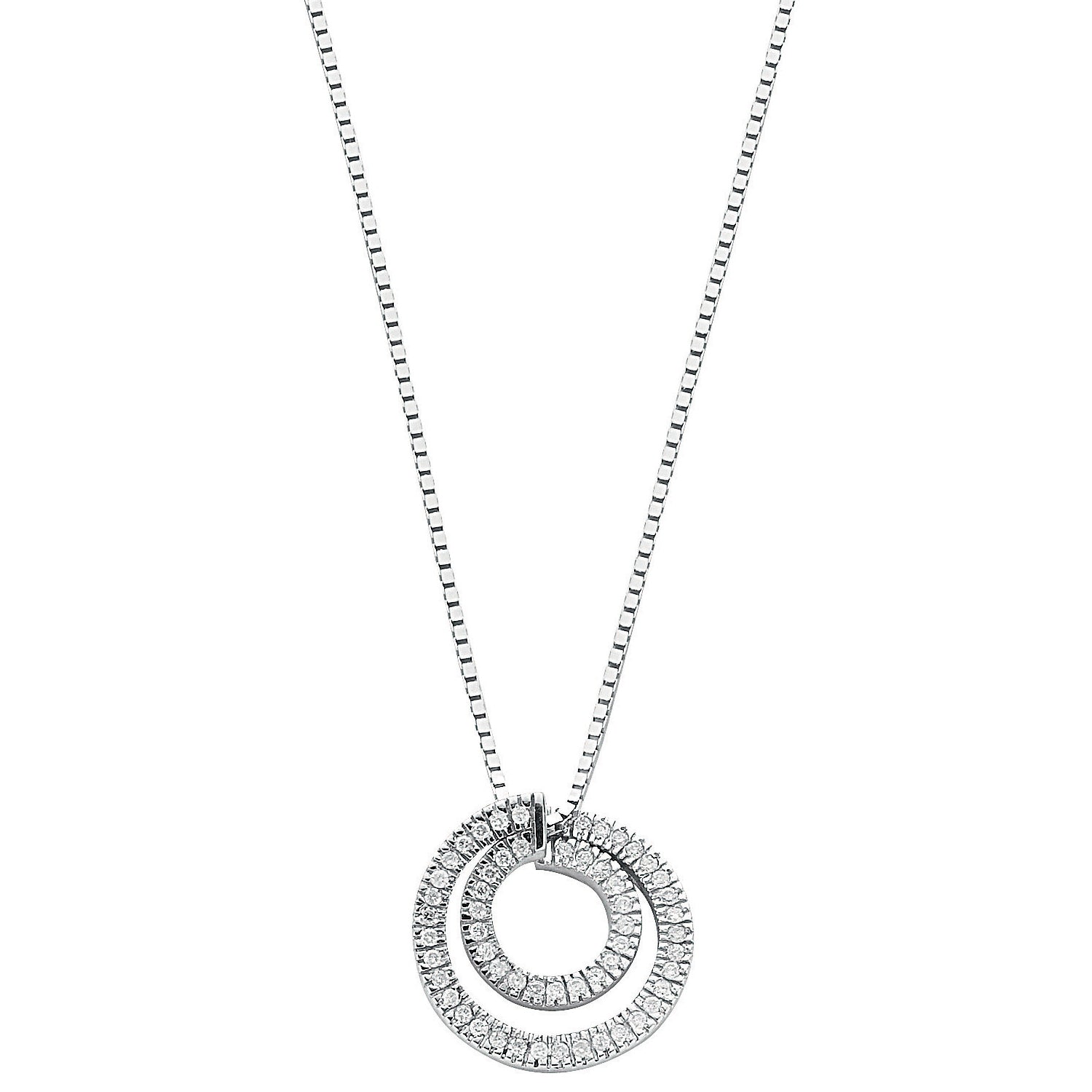 9ct White Gold 0.31ct Diamond Circle Pendant with 18in/45cm Chain