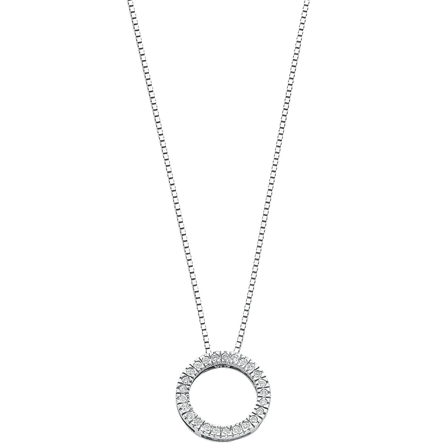 9ct White Gold 0.25ct Diamond Circle Pendant with 18in/45cm Chain