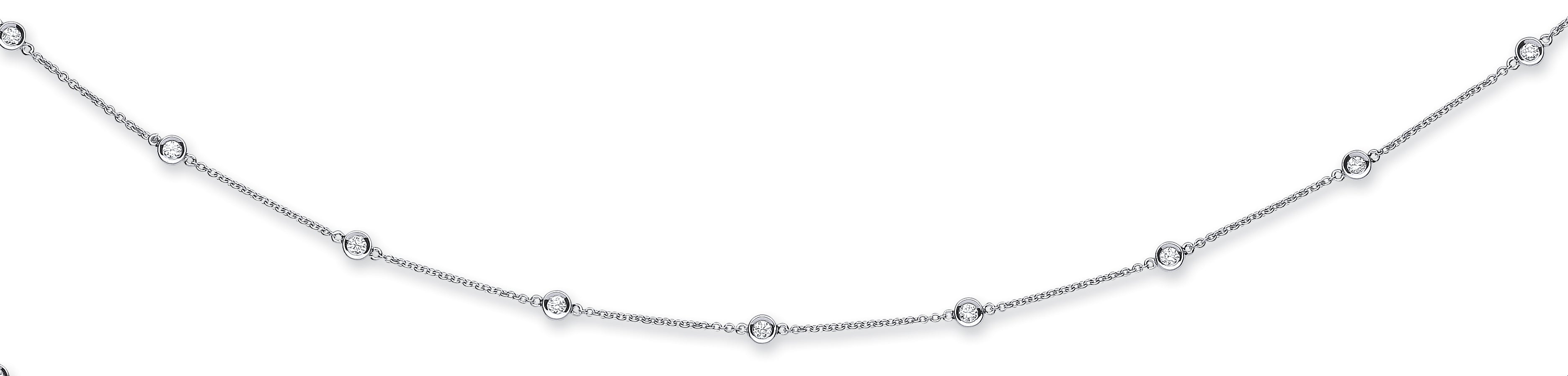 18ct White Gold 1.00ct Diamond by the yard Necklace (18in/45cm)