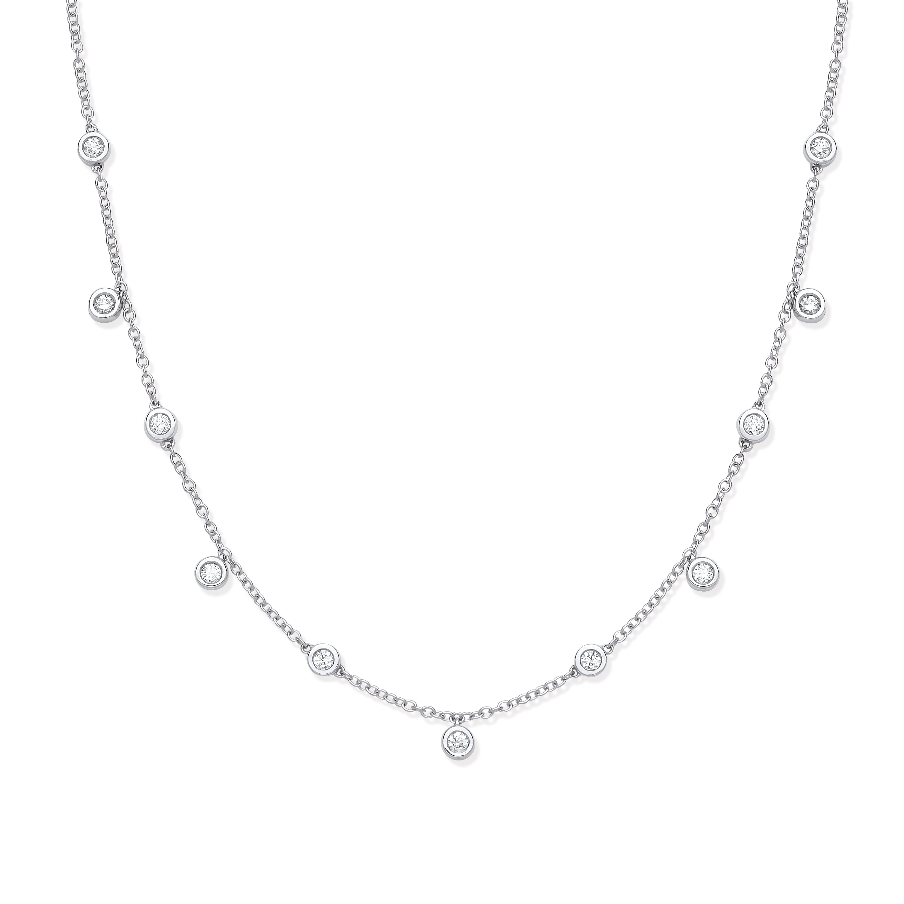 18ct WG 0.33ctw Rub Over Set Diamond Chain