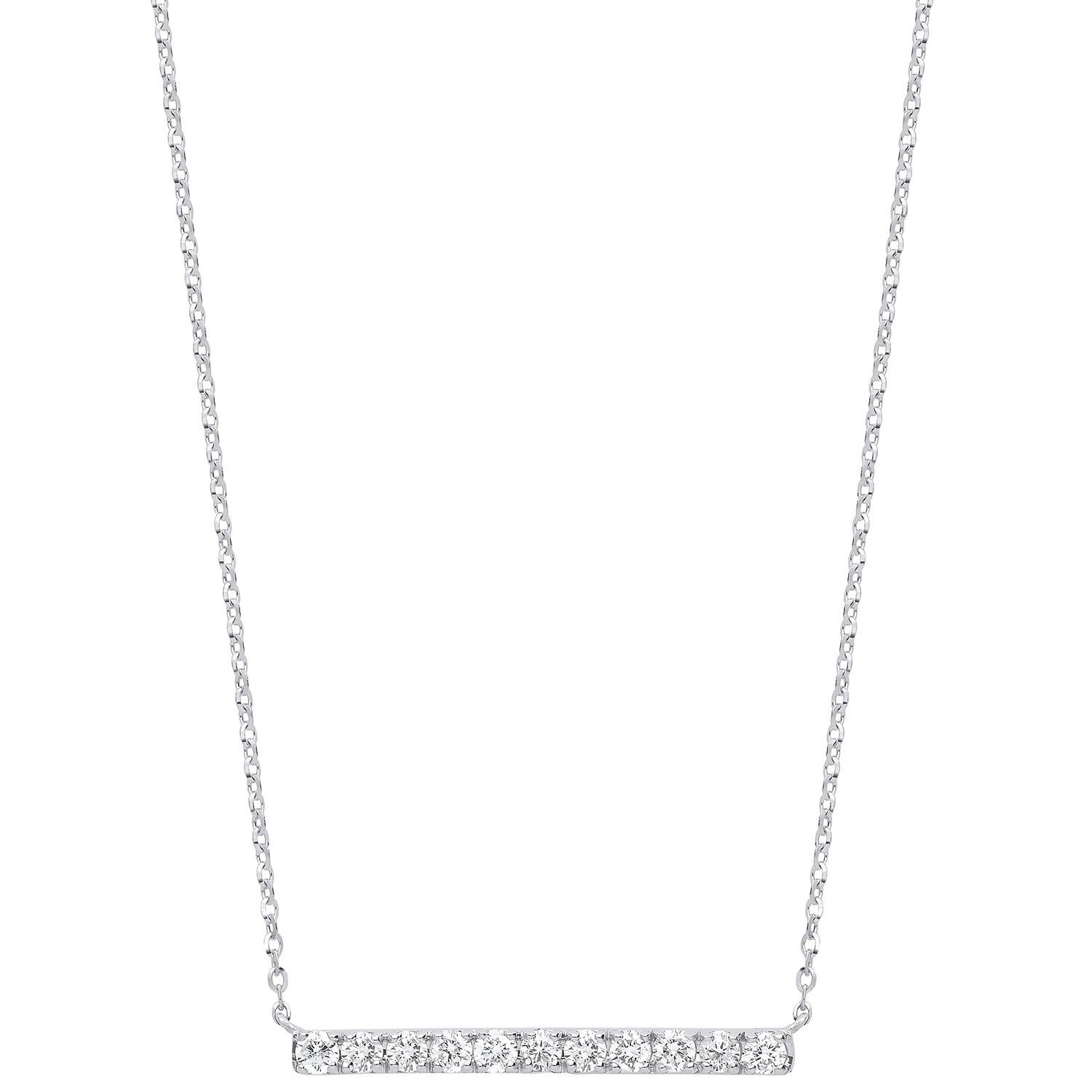 9ct White Gold 0.33ct Diamond Bar Necklace