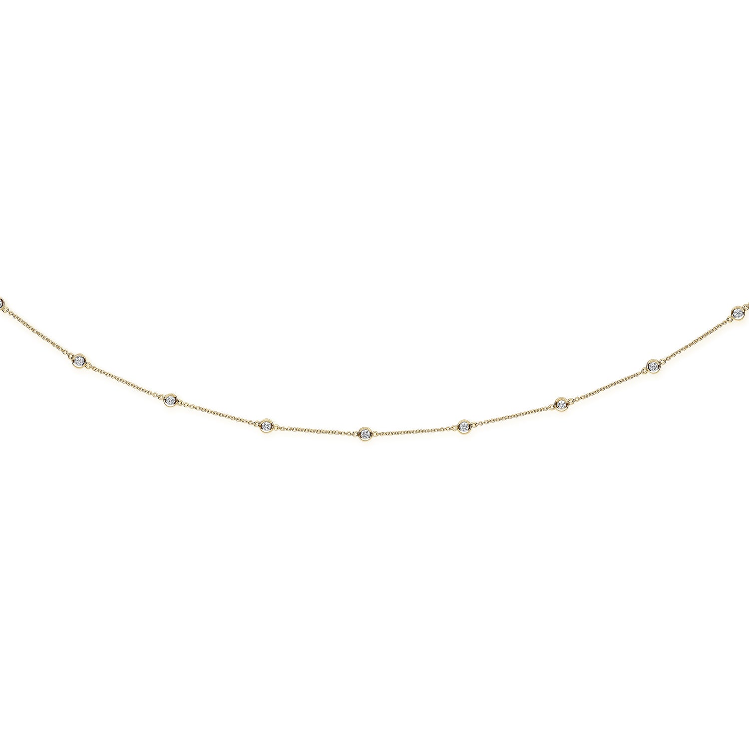 18ct Yellow Gold 1.00ct Diamond by the yard Necklace (18in/45cm)