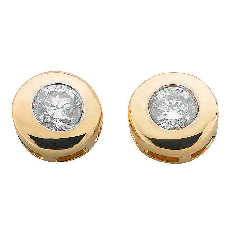 9ct Yellow Gold 0.20ct Rubover Set Diamond Stud Earrings