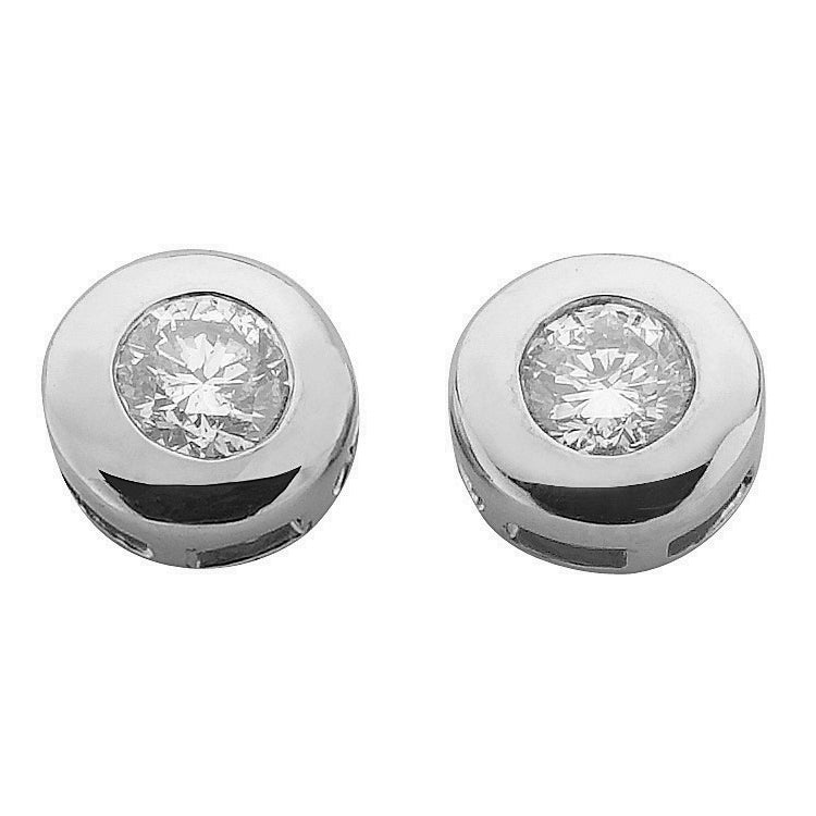 9ct White Gold 0.30ctw Rubover Set Diamond Stud Earrings