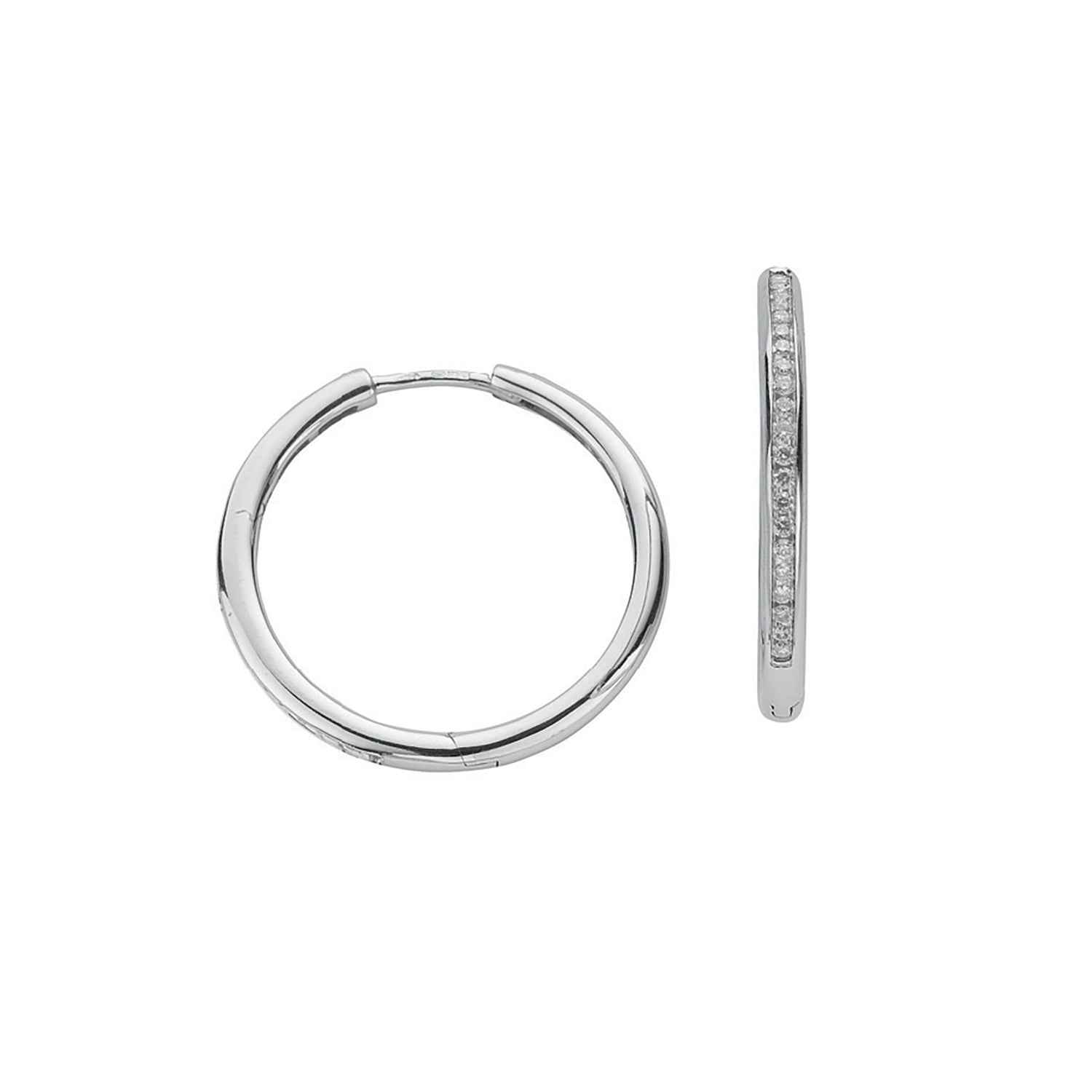 9ct White Gold 0.50ct Diamond Hoop Earrings