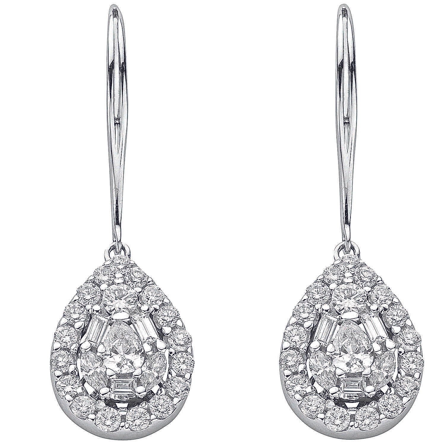 18ct White Gold 1.70ct Diamond Drop Earrings