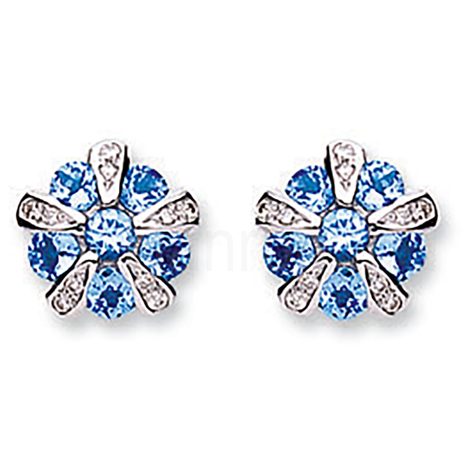 9ct White Gold 0.08ct Diamond & 0.44ct Tanzanite Earrings