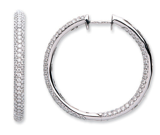 18Ct White Gold 2.30ct Diamond Hoop Earrings