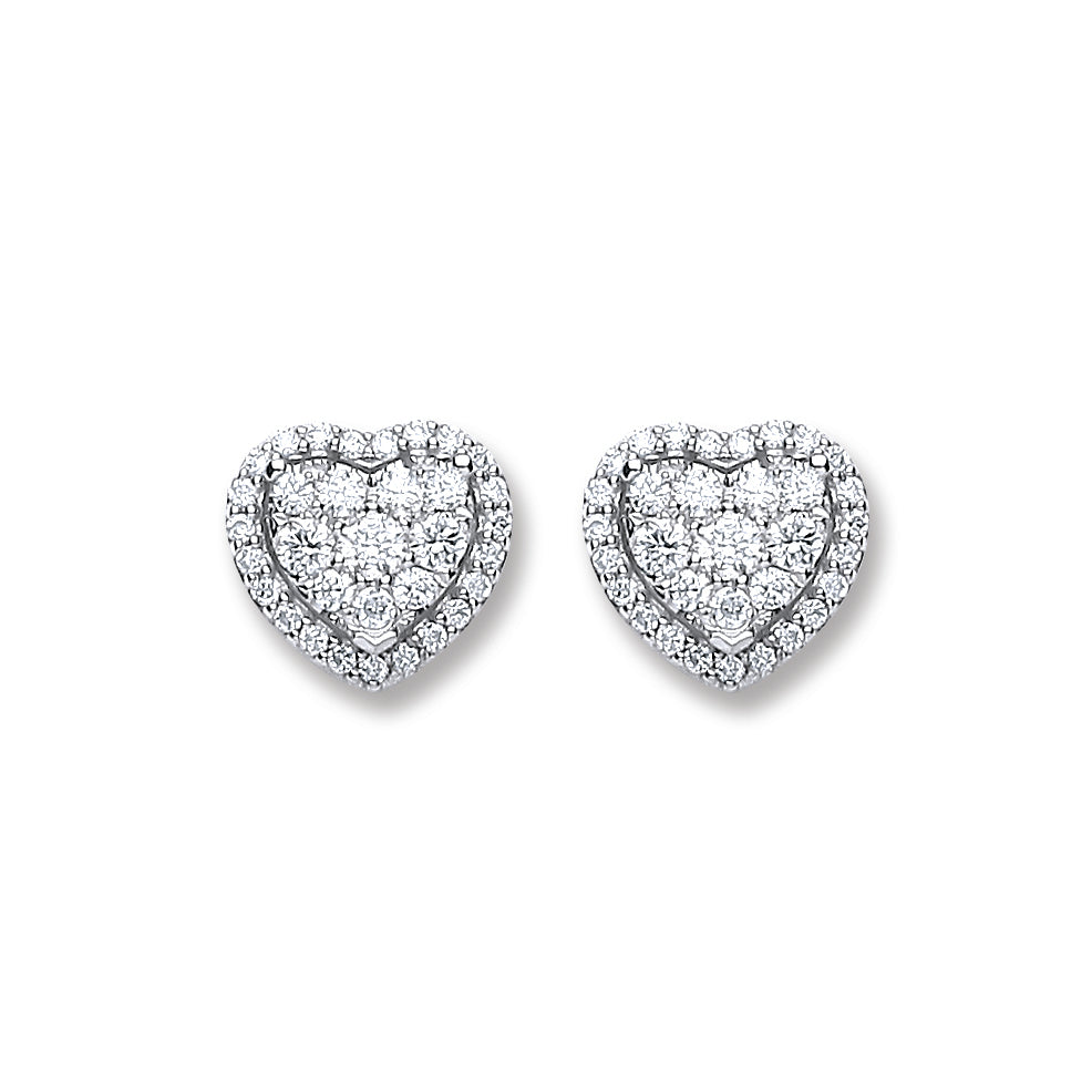 18ct White Gold 0.45ct Diamond Heart Stud Earrings