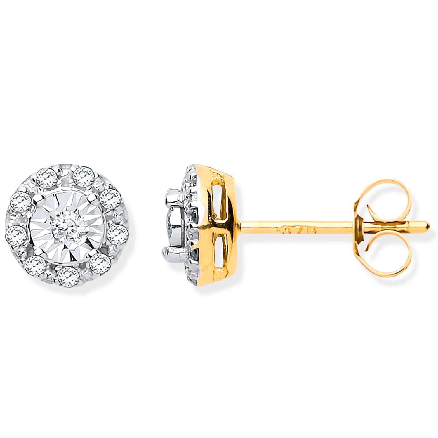 9ct Yellow Gold 0.13ct Diamond Stud Earrings