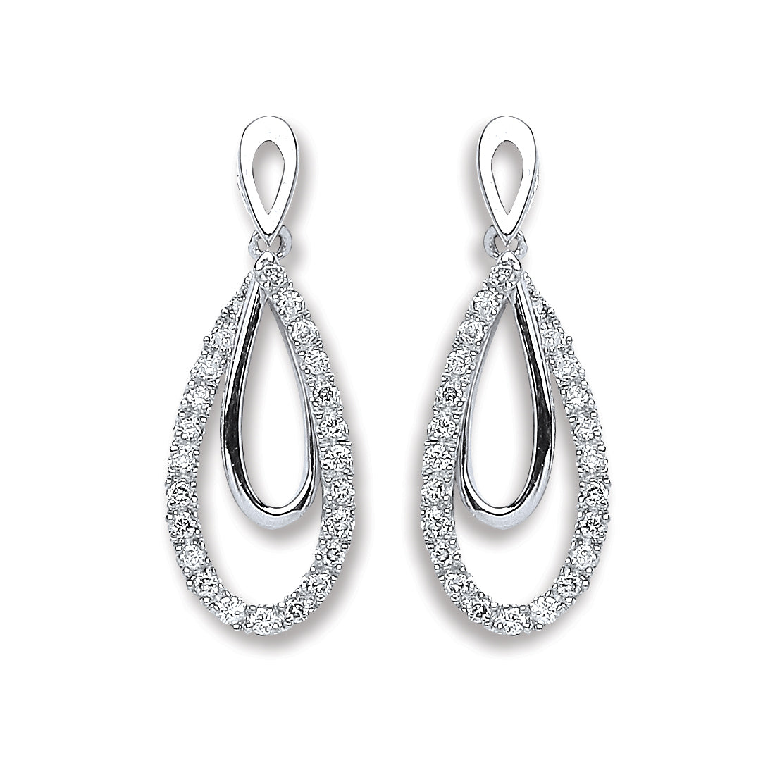 9ct White Gold 0.20ct Diamond Drop Earrings