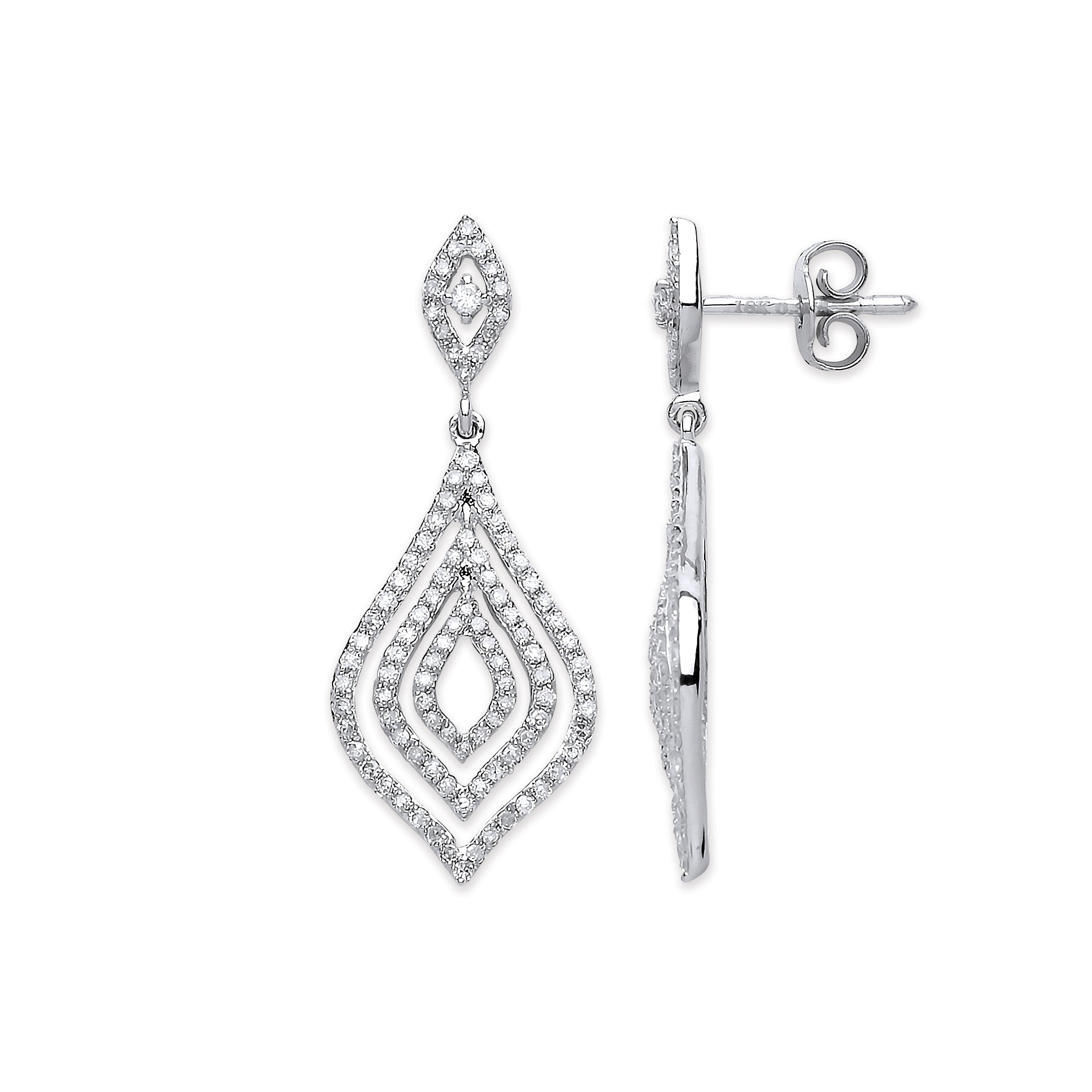 18ct White Gold 0.75ct Diamond Drop Earrings