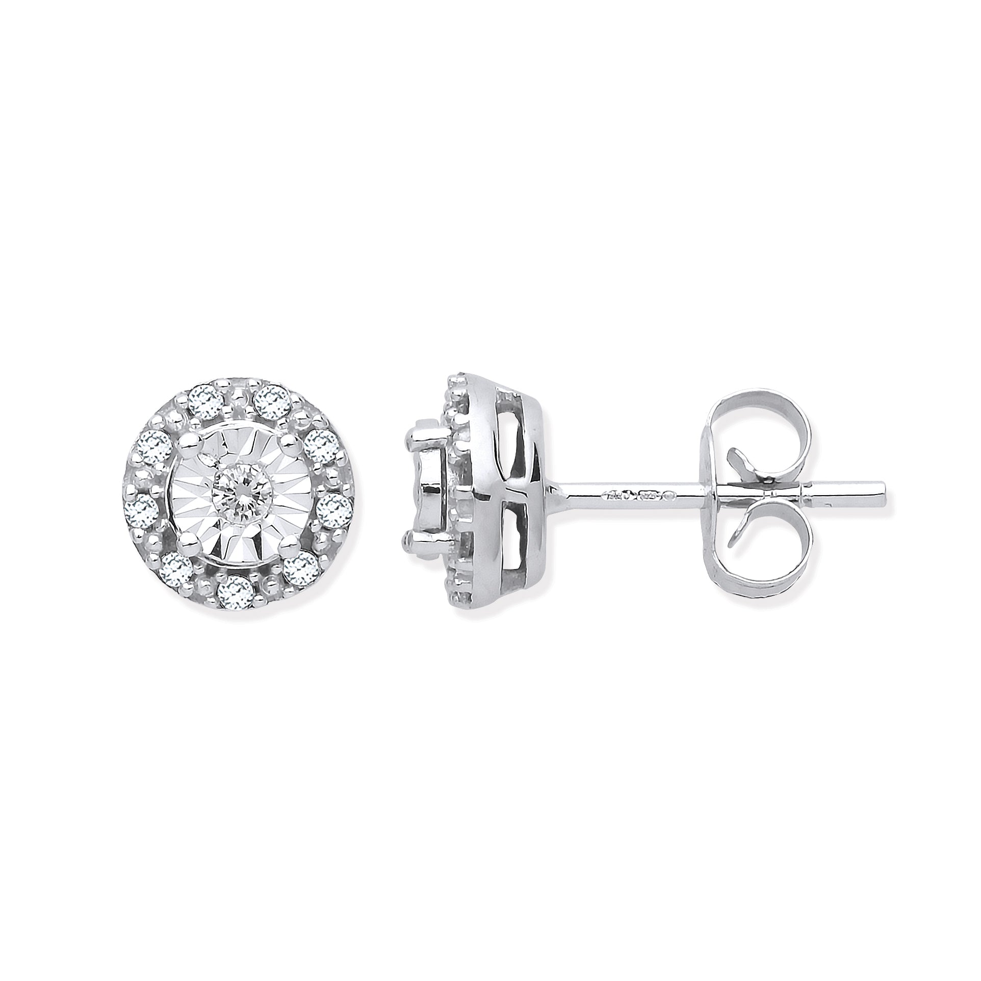 9ct White Gold 0.13ct Diamond Stud Earrings