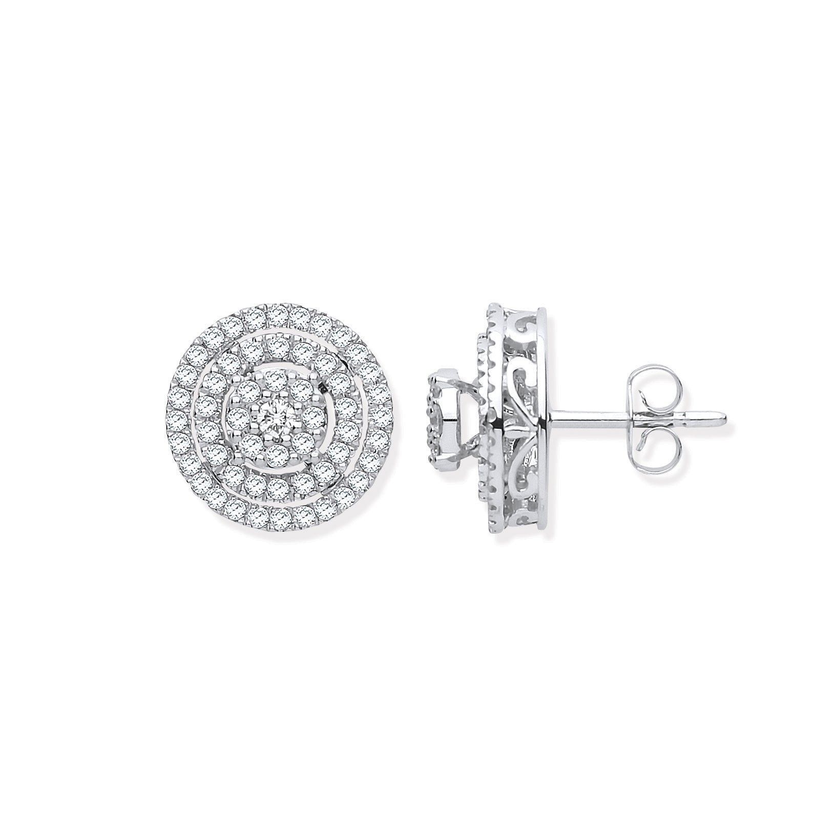 18ct White Gold Multi Circles 0.70ctw Diamond Stud Earrings