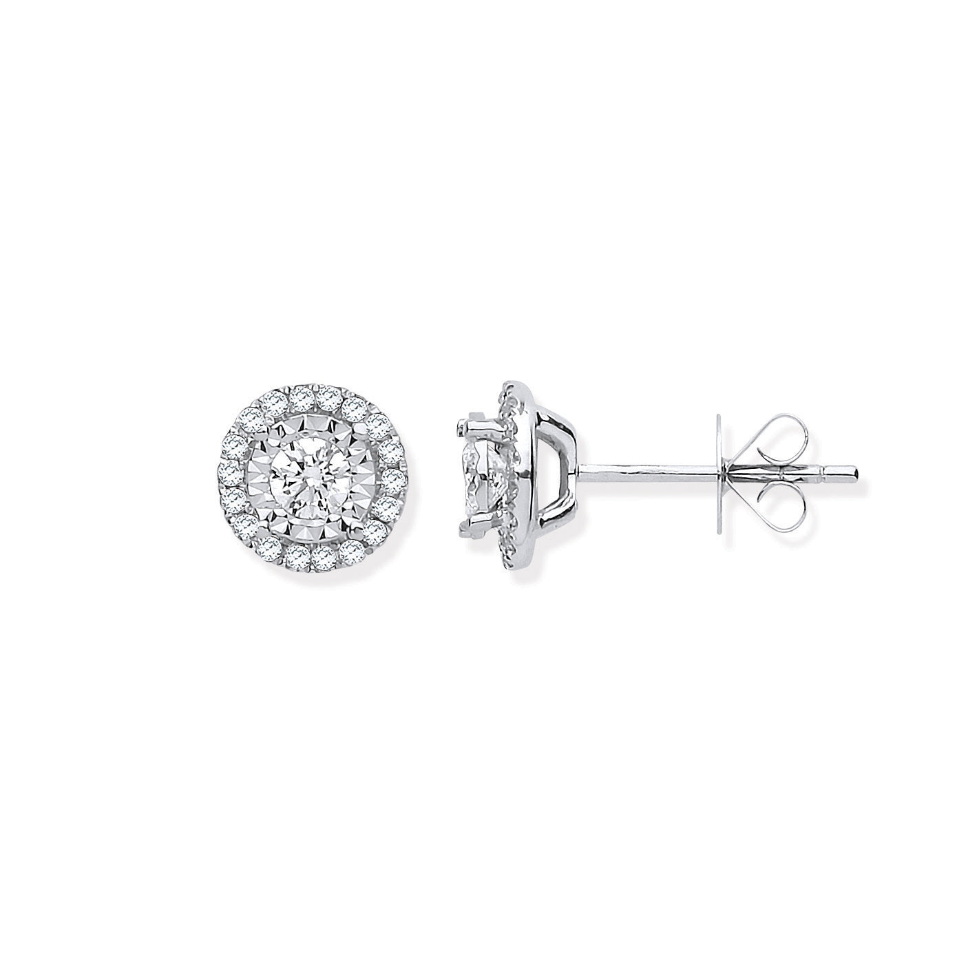 18ct White Gold Halo 0.47ctw Diamond Stud Earrings