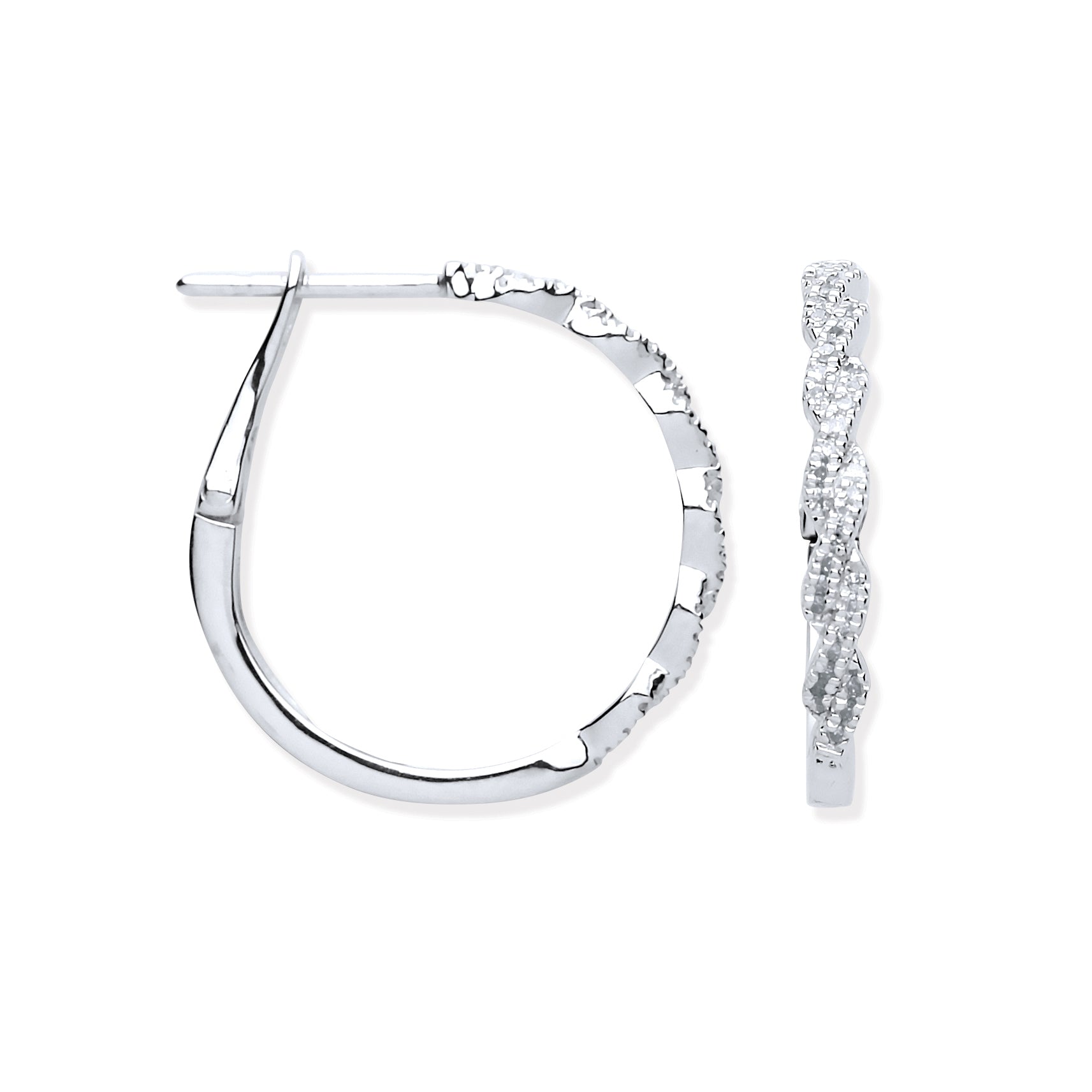 9ct White Gold 0.20ctw Twist Hoop Earrings