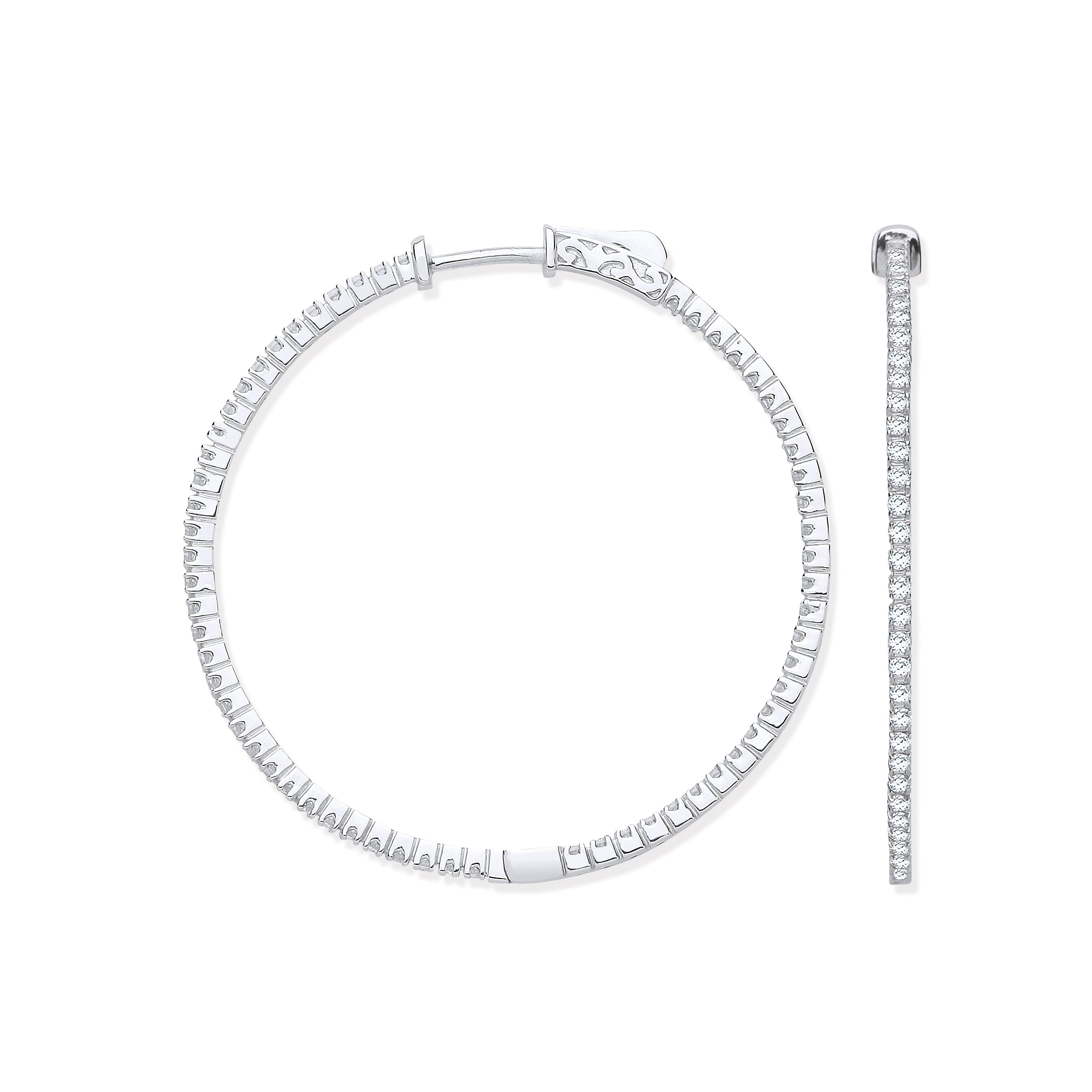 18ct WG 1.14ctw Diamond set Inside & Outside Hoop Earrings