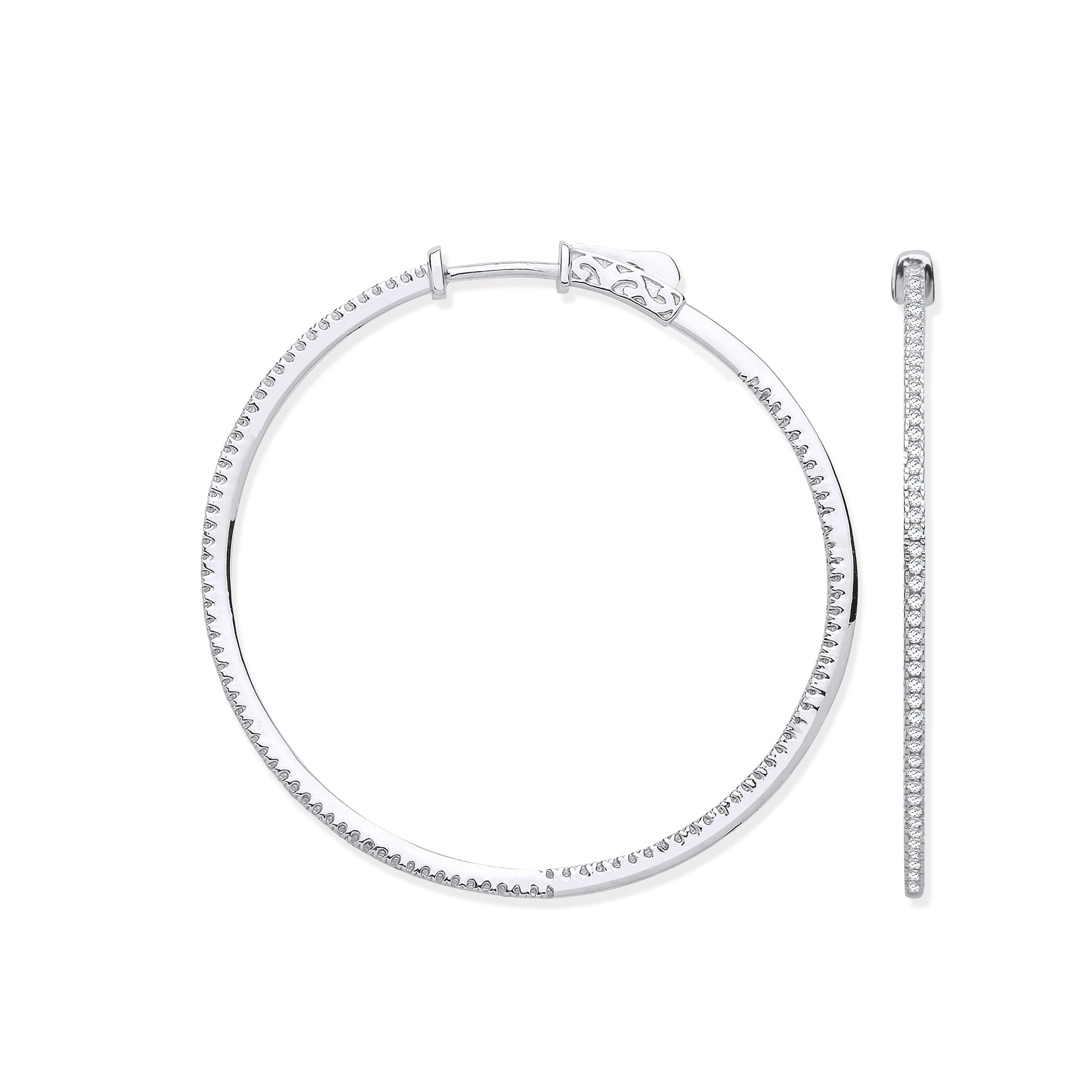 18ct WG Skinny Hoops Set with 0.72ctw Diamonds Inside & Outside