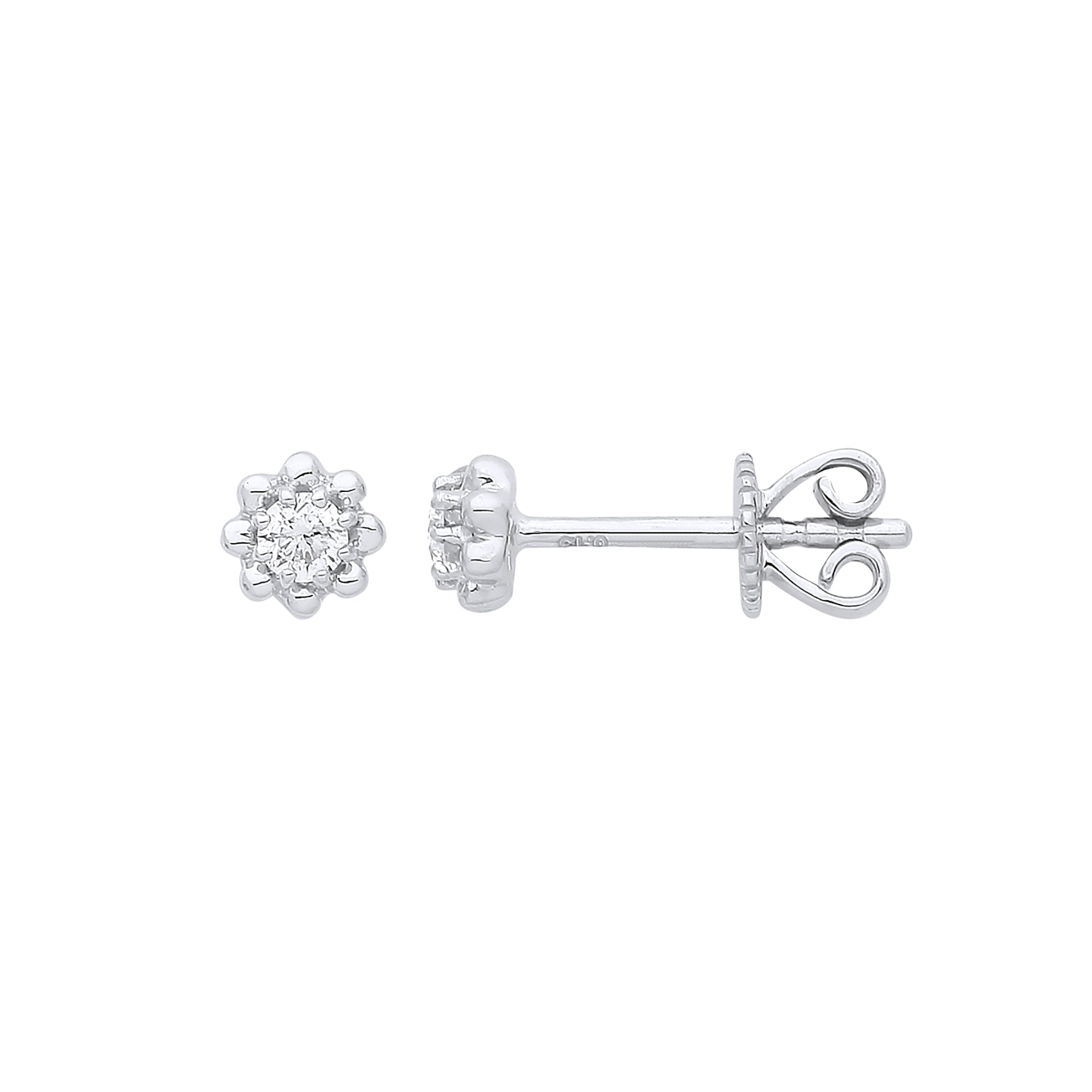 9ct White Gold 0.13ct Diamond Stud Earrings