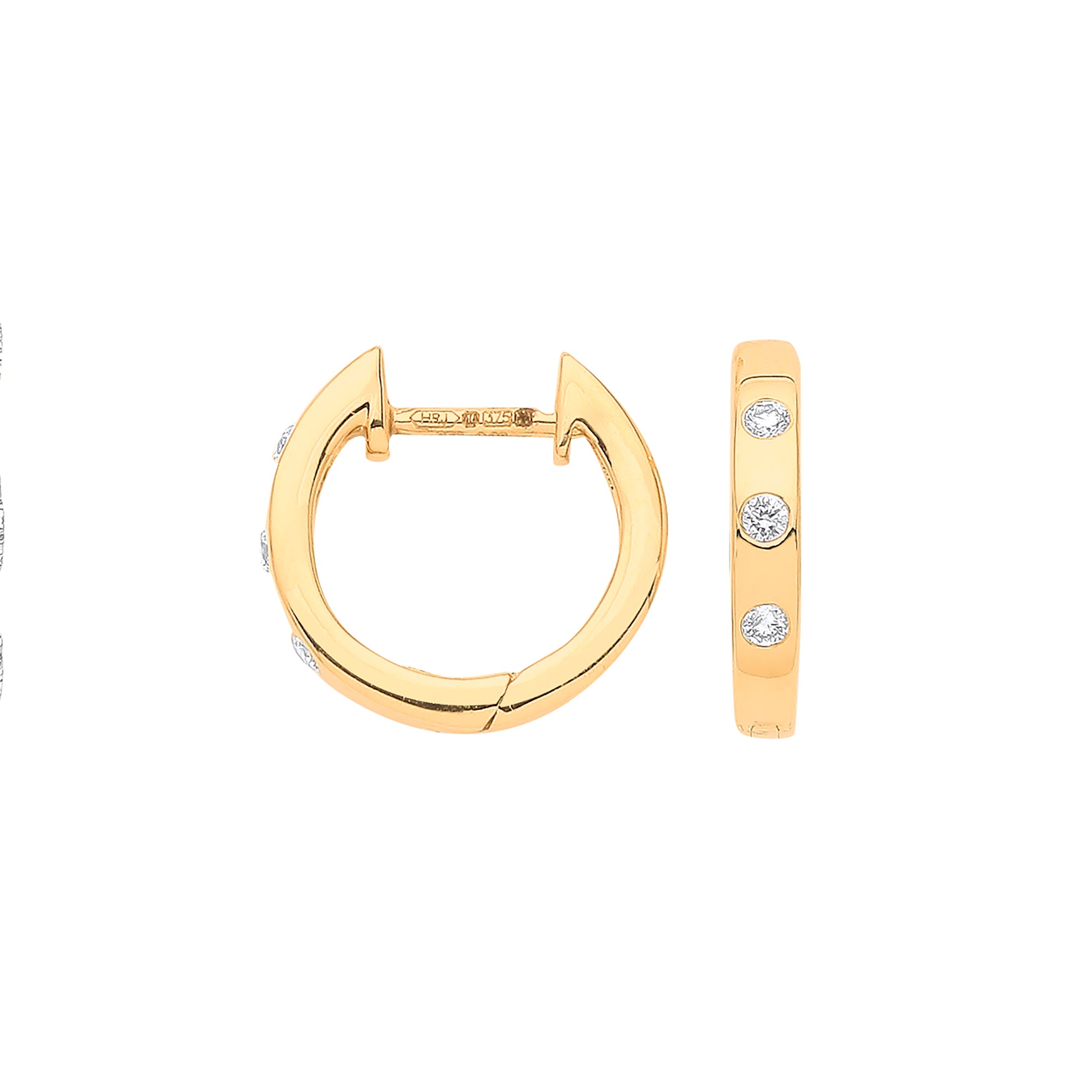 9ct Yellow Gold 0.08ct Rubover Huggies