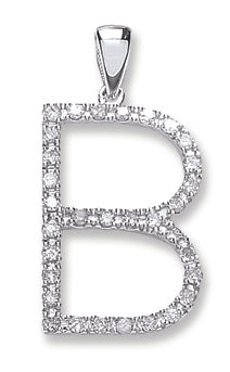 9ct White Gold Diamond Initial Pendants