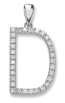 9ct White Gold Diamond Initial Pendants