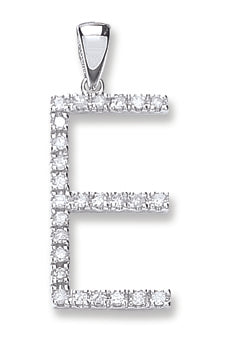 9ct White Gold Diamond Initial Pendants