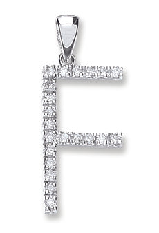 9ct White Gold Diamond Initial Pendants