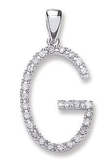 9ct White Gold Diamond Initial Pendants