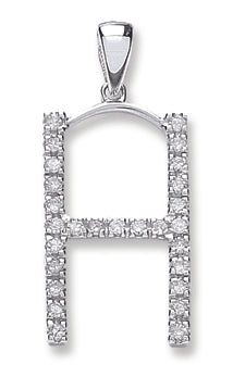 9ct White Gold Diamond Initial Pendants