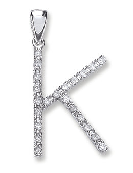 9ct White Gold Diamond Initial Pendants