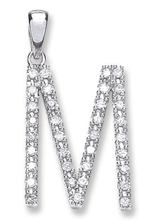 9ct White Gold Diamond Initial Pendants