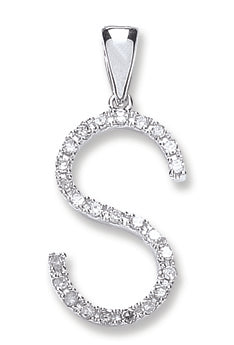 9ct White Gold Diamond Initial Pendants