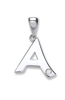 9ct White Gold 0.01ct Diamond Initial Pendants