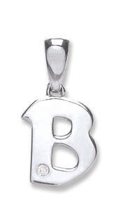 9ct White Gold 0.01ct Diamond Initial Pendants