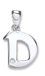 9ct White Gold 0.01ct Diamond Initial Pendants