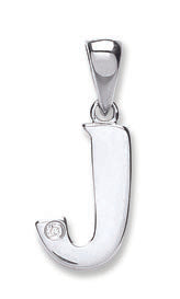 9ct White Gold 0.01ct Diamond Initial Pendants