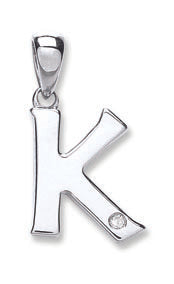 9ct White Gold 0.01ct Diamond Initial Pendants