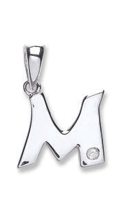 9ct White Gold 0.01ct Diamond Initial Pendants